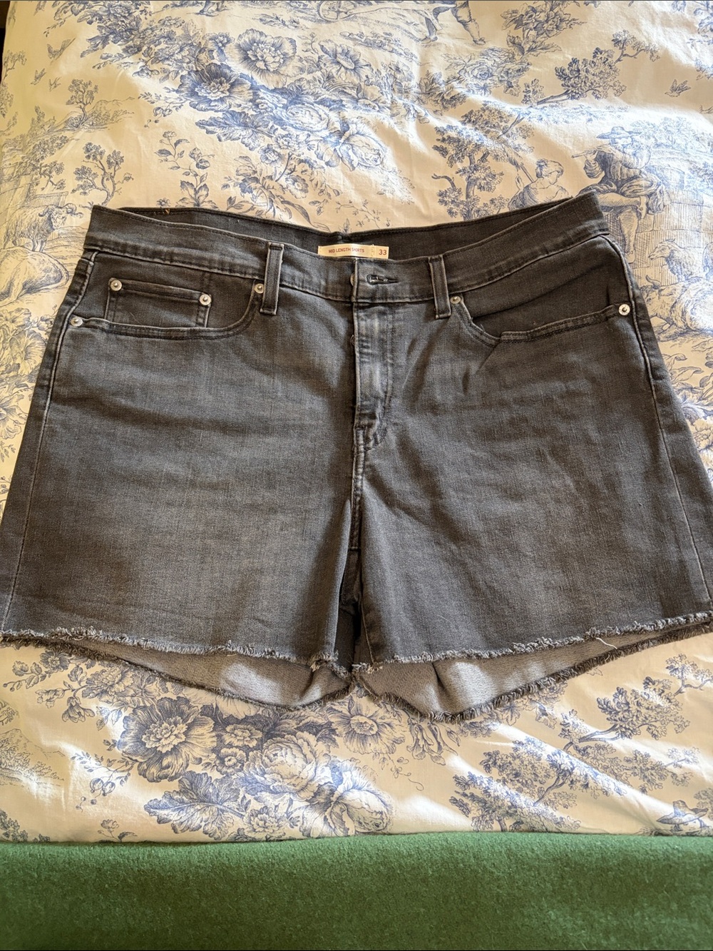 Levi's Black Distressed Gray Denim Shorts